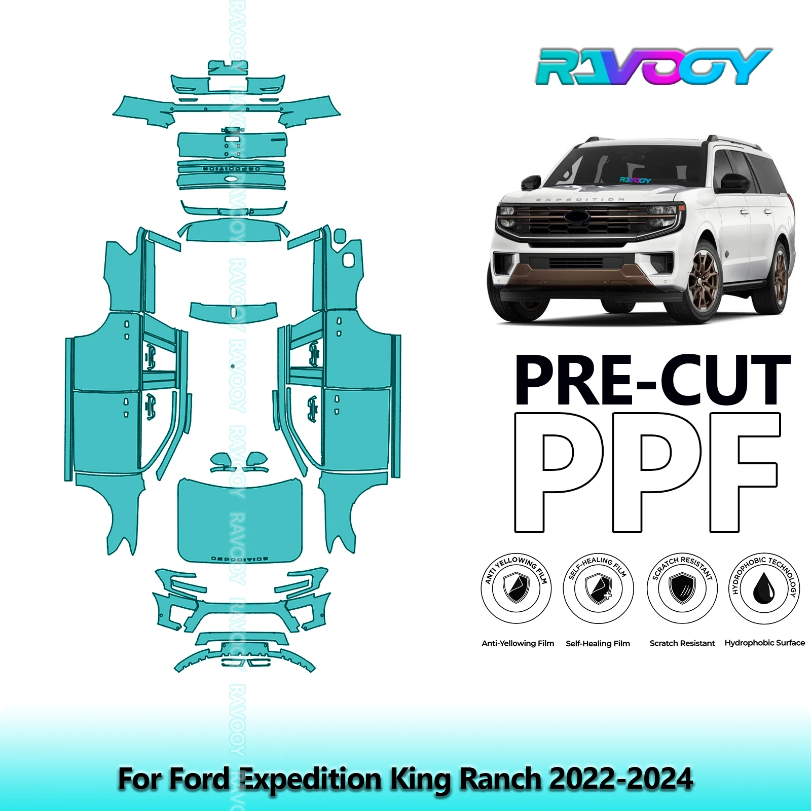 Car Precut PPF Paint Protection Film Full Vehicle For Ford Expedition King Ranch 2022-2024
Car Precut PPF Paint Protection Film Full Vehicle For Ford Expedition King Ranch 2022-2024