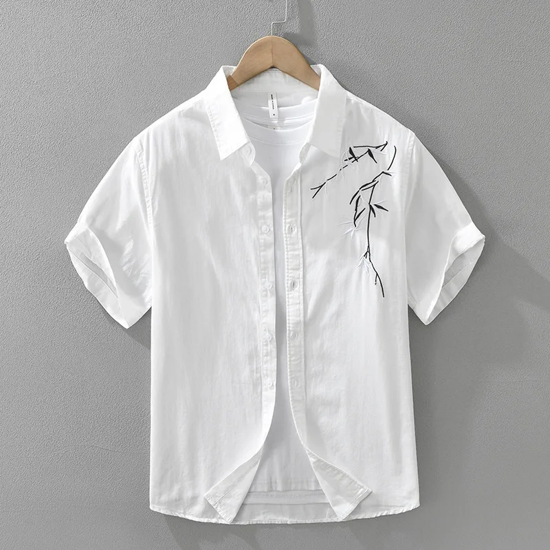 Japanese Embroidery Shirt Men 2025 Summer New White Shirt Men Short Sleeve Daily Casual 100% Cotton Button Up Shirt Fresh Tops
Japanese Embroidery Shirt Men 2025 Summer New White Shirt Men Short Sleeve Daily Casual 100% Cotton Button Up Shirt Fresh Tops