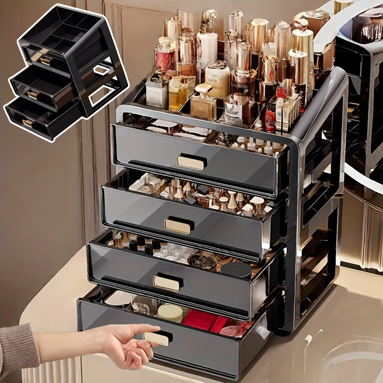 1 Piece Large Capacity Makeup Storage Box with Drawer Jewelry Makeup Storage Box Multi-layer Multi-functional Desktop Organizer
1 Piece Large Capacity Makeup Storage Box with Drawer Jewelry Makeup Storage Box Multi-layer Multi-functional Desktop Organizer