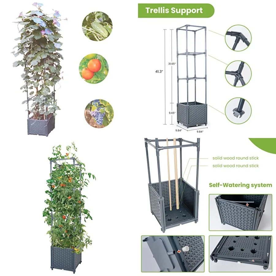 Raised Garden Bed Planter Boxes with Trellis for Climbing Vegetables Plants Tomato Cage
Raised Garden Bed Planter Boxes with Trellis for Climbing Vegetables Plants Tomato Cage