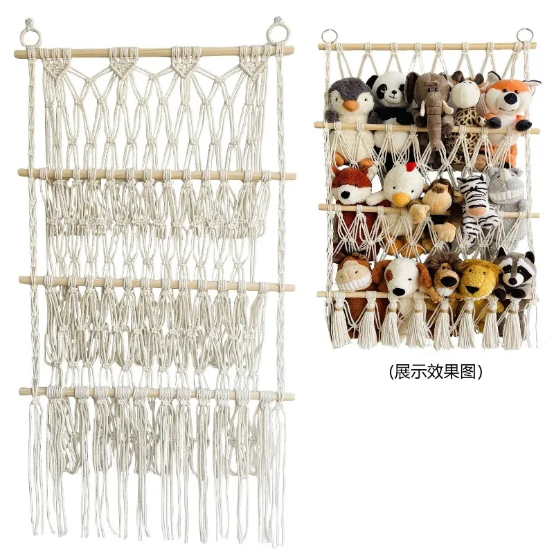 Shelf simple decoration children's room book ornament wooden stick 3 layers plush bohemian toy storage net pocket
Shelf simple decoration children's room book ornament wooden stick 3 layers plush bohemian toy storage net pocket