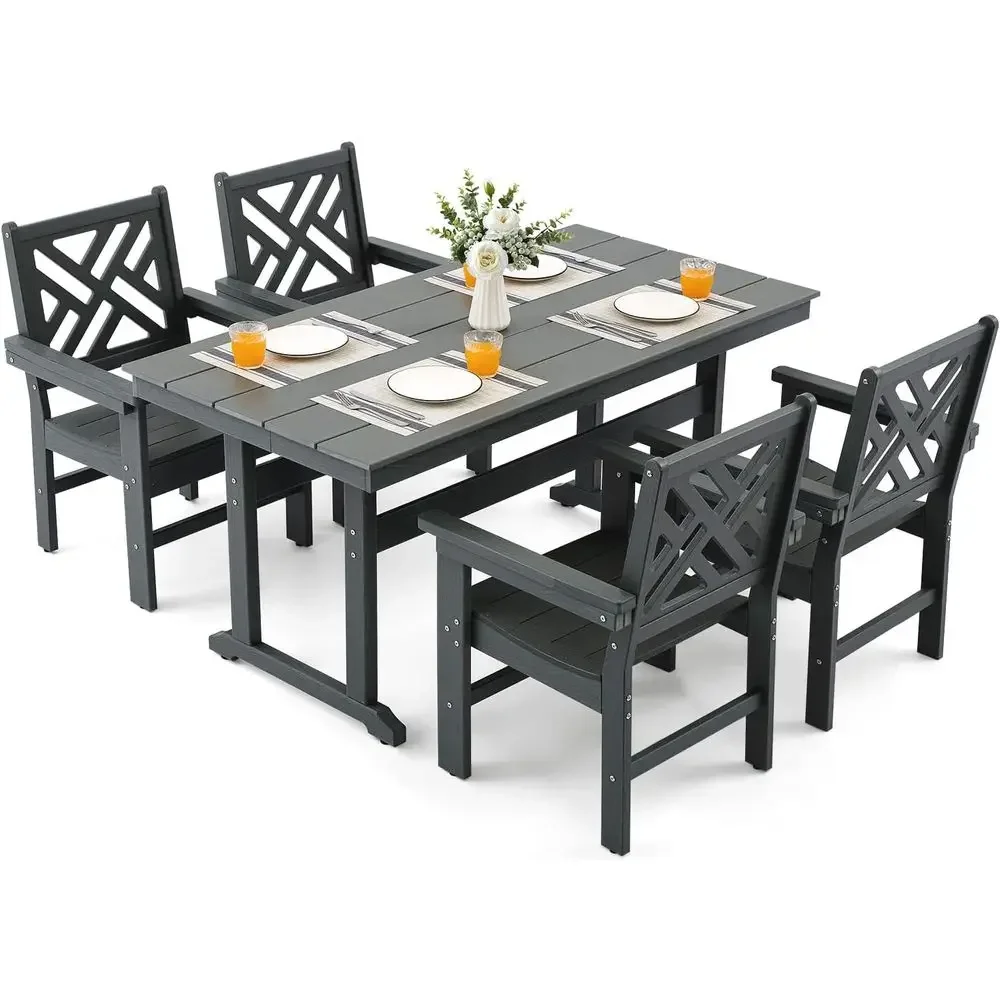 Grey 5-Piece Weather-Resistant Outdoor Dining Set with Umbrella Hole for Patio, Garden, Poolside
Grey 5-Piece Weather-Resistant Outdoor Dining Set with Umbrella Hole for Patio, Garden, Poolside