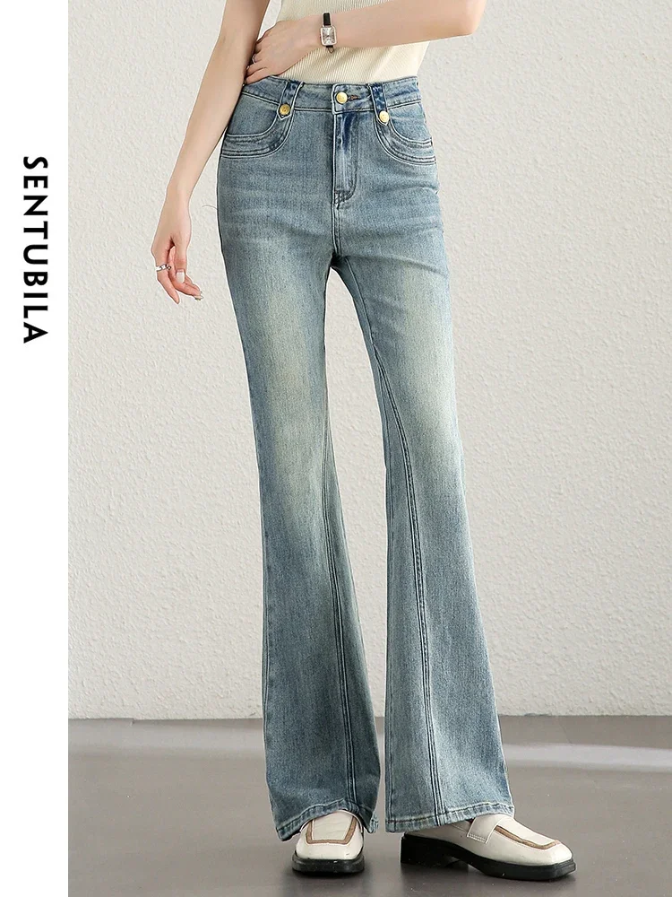 SENTUBILA Washed Blue Slim Fit Cotton Jeans for Women 2025 Spring Retro Metal Buttons High-waist Plare Pant Clothes W43N56518
SENTUBILA Washed Blue Slim Fit Cotton Jeans for Women 2025 Spring Retro Metal Buttons High-waist Plare Pant Clothes W43N56518