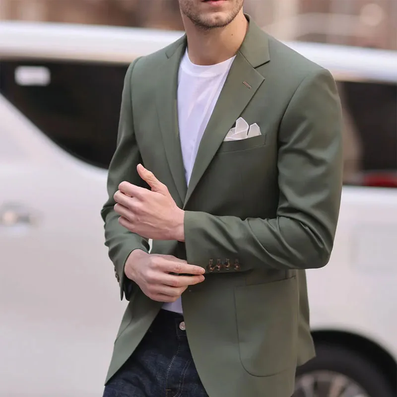 High Quality Olive Green Men's Suits Single Breasted Bespoke Double Breasted Peaked Lapel Formal Blazer Slim Fit 1 Piece Jacket
High Quality Olive Green Men's Suits Single Breasted Bespoke Double Breasted Peaked Lapel Formal Blazer Slim Fit 1 Piece Jacket