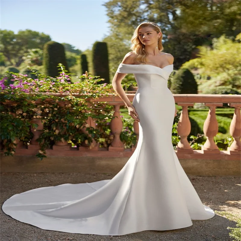 Off the Shoulder Wedding Snap Dress White Mermaid Wedding Dress Simple Elegant Long Wedding Gown for Wedding Customized
Off the Shoulder Wedding Snap Dress White Mermaid Wedding Dress Simple Elegant Long Wedding Gown for Wedding Customized