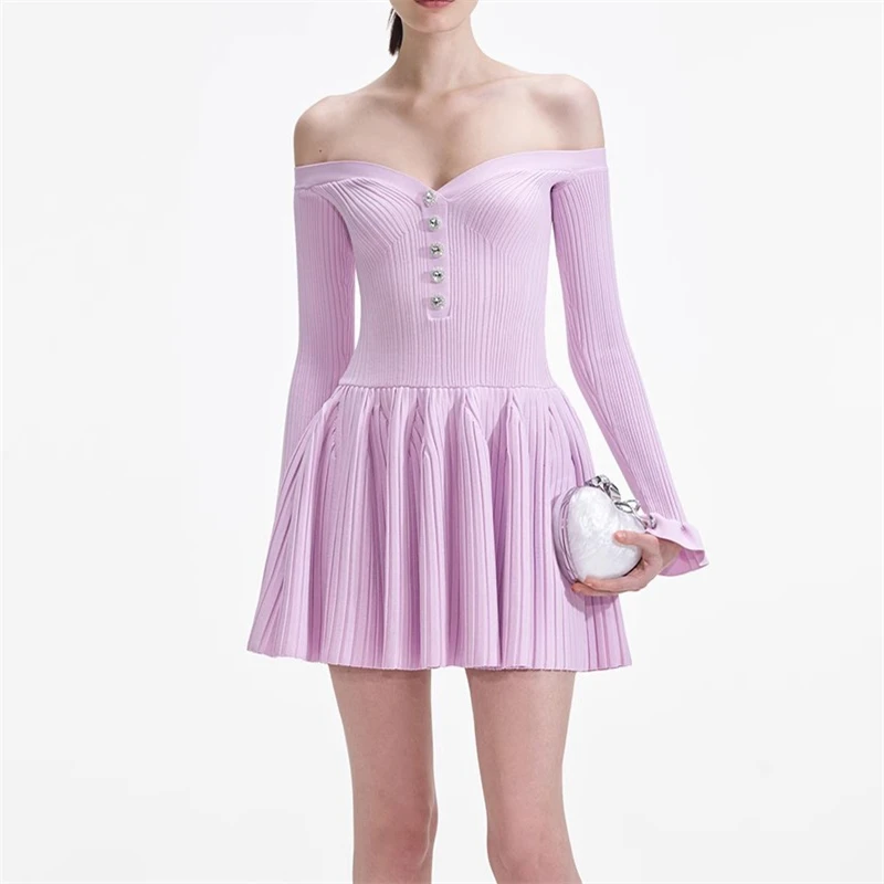 Spring/Summer New Women's Wool Blend One-Shoulder Long Sleeve Knitted Dress Y2K High-Quality Fashion Casual A-Line Mini Skirt
Spring/Summer New Women's Wool Blend One-Shoulder Long Sleeve Knitted Dress Y2K High-Quality Fashion Casual A-Line Mini Skirt