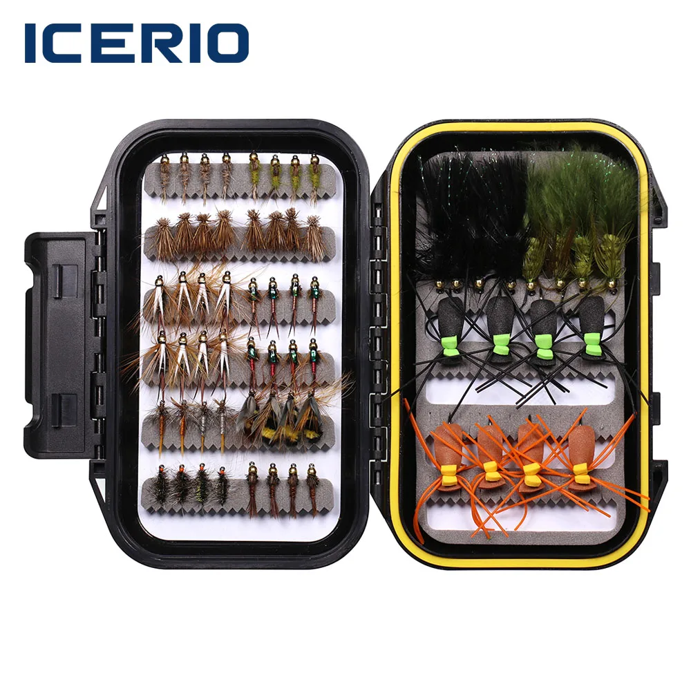 ICERIO 64pcs Fly Fishing Flies Kit - Dry Wet Nymph Streamer Bass Woolly Bugger Trout Salmon Crappie Bluegill Lures
ICERIO 64pcs Fly Fishing Flies Kit - Dry Wet Nymph Streamer Bass Woolly Bugger Trout Salmon Crappie Bluegill Lures
