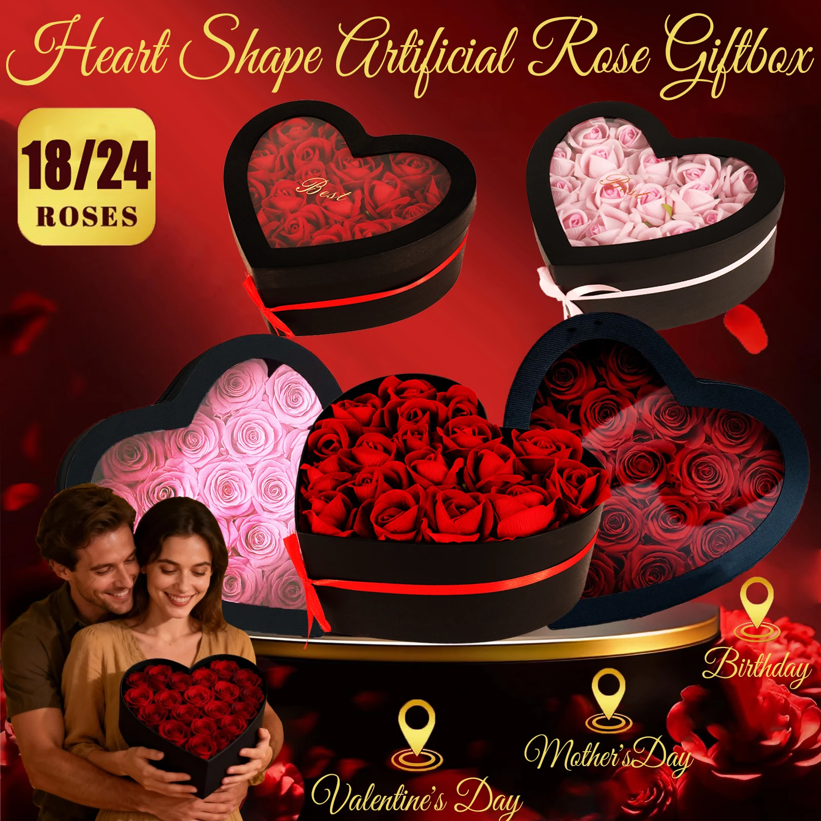 18/24PCS Heart Shape Roses Gift Box for Valentines Day Gifts Flowers Heart Shape Box for Her Mathers Day Forever Flower Birthday
18/24PCS Heart Shape Roses Gift Box for Valentines Day Gifts Flowers Heart Shape Box for Her Mathers Day Forever Flower Birthday