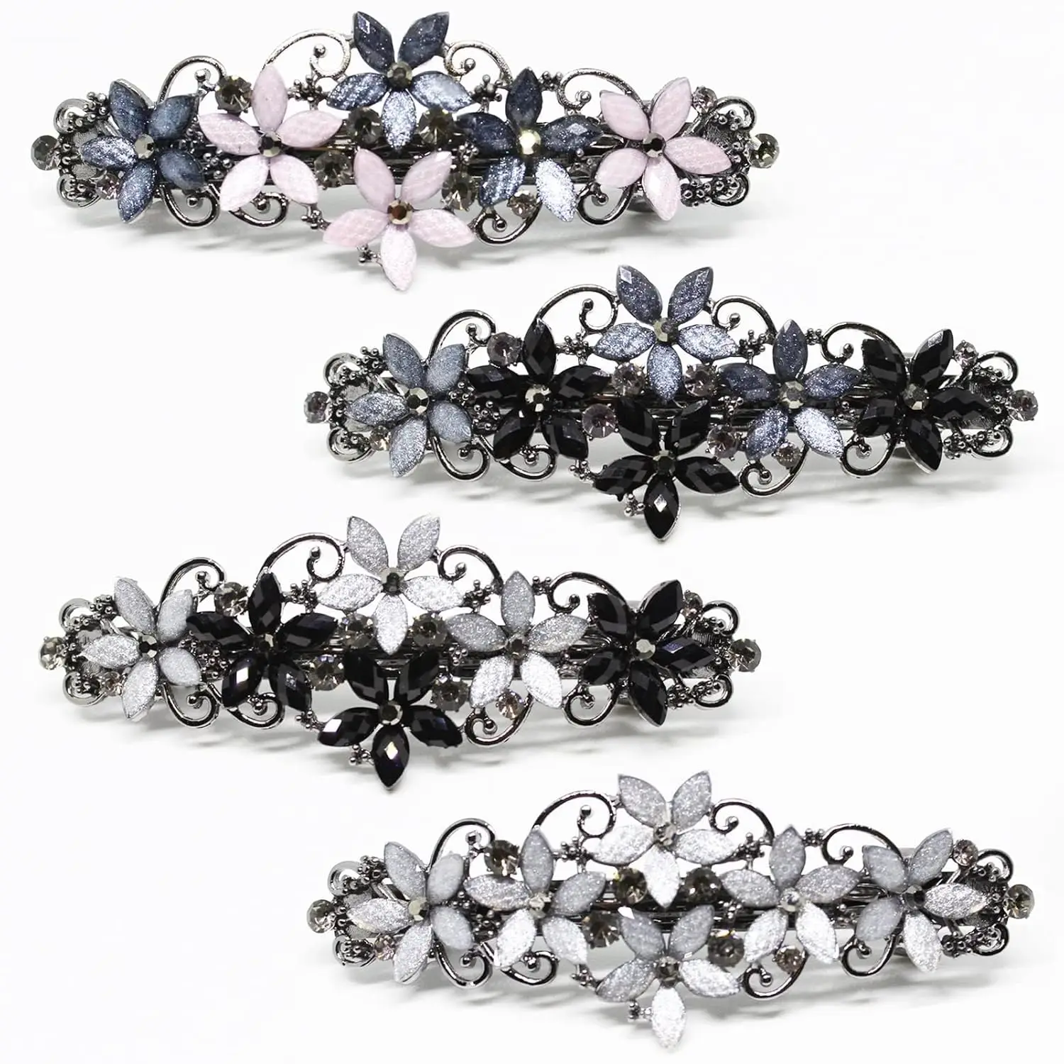 Vintage Rhinestone Flower Hair Clips - Sparkly Crystal Barrettes for Women
Vintage Rhinestone Flower Hair Clips - Sparkly Crystal Barrettes for Women