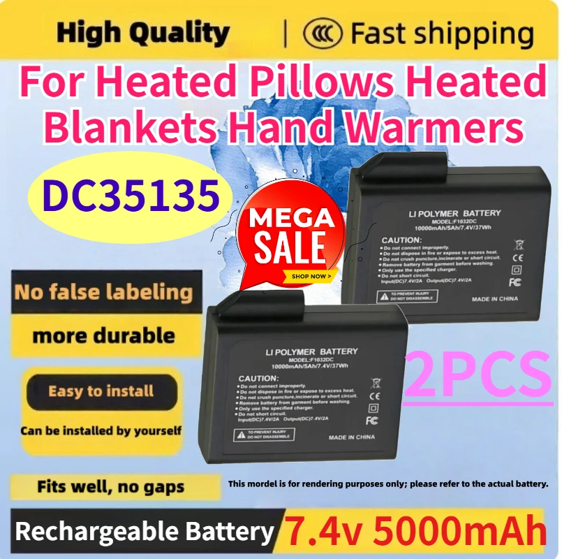 DC35135 7.4v 5000mAh Rechargeable Lithium Battery for Heated Pillows Heated Blankets Hand Warmers Replace Batteries Accessories
DC35135 7.4v 5000mAh Rechargeable Lithium Battery for Heated Pillows Heated Blankets Hand Warmers Replace Batteries Accessories
