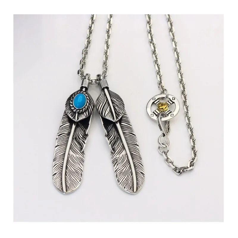 Japan Takahashi'Goro Blueturquoise Feather Leaf Pendant Taijiao Chain Vintage Thai Silver Male and Female Long Necklace
Japan Takahashi'Goro Blueturquoise Feather Leaf Pendant Taijiao Chain Vintage Thai Silver Male and Female Long Necklace