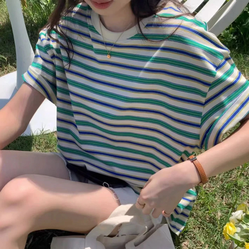 Casual Stripe Tee Ladies Retro T-Shirt Casual Gatherings Ladies Retro Summer T-shirt Vacation Wear Daily Casual Top
Casual Stripe Tee Ladies Retro T-Shirt Casual Gatherings Ladies Retro Summer T-shirt Vacation Wear Daily Casual Top