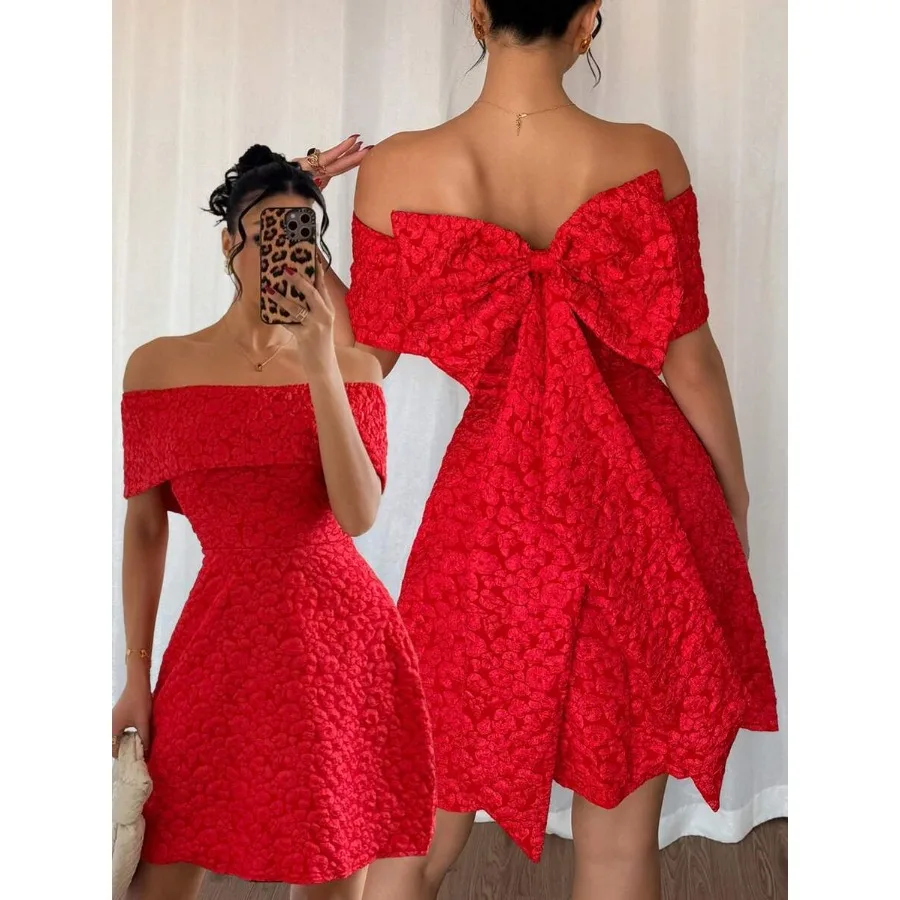 【New style】Rafferiza Sexy Waist Cinching A-Line Bowknot Off Shoulder Dress
【New style】Rafferiza Sexy Waist Cinching A-Line Bowknot Off Shoulder Dress