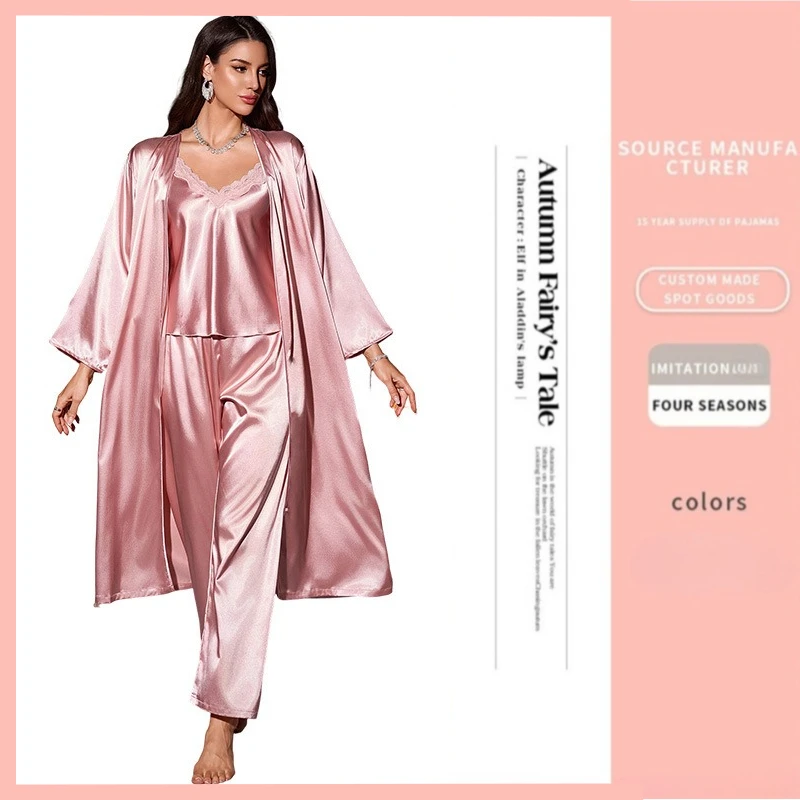 Комплект из 3 предметов: сексуальная женская пижама, кружевной халат, топ на бретельках и брюки, летний атласный пижамный костюм, интимное белье
Комплект из 3 предметов: сексуальная женская пижама, кружевной халат, топ на бретельках и брюки, летний атласный пижамный костюм, интимное белье