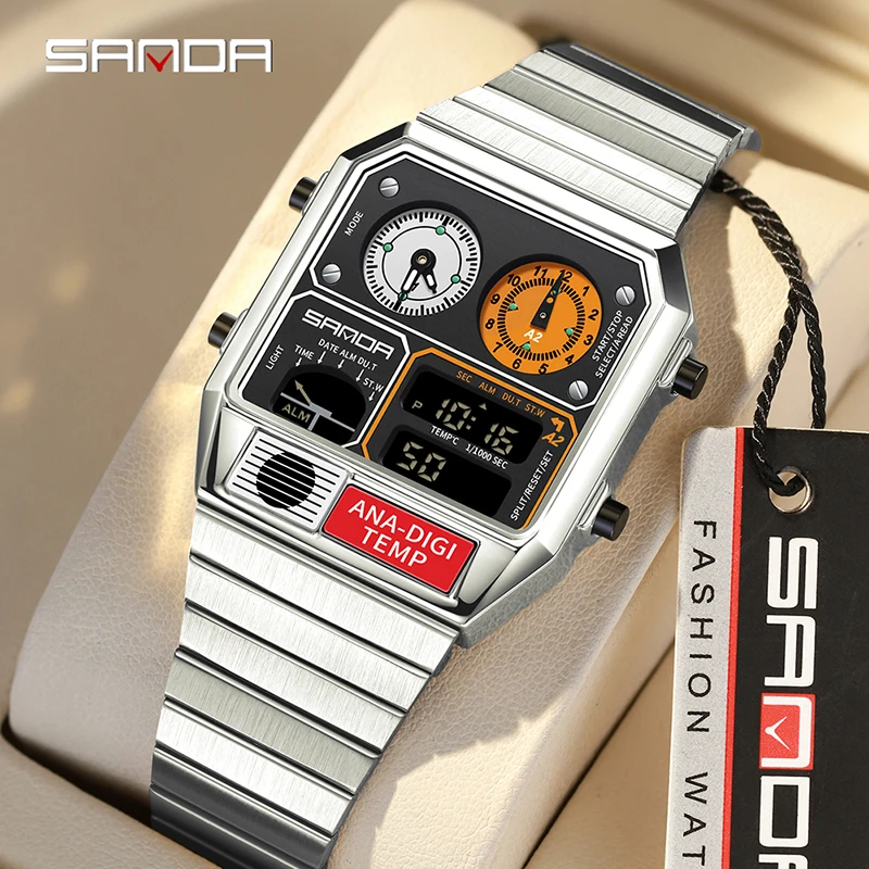 SANDA Luxury Fashion Electronic Square Mens Youth Casual Multi-function Thermometer Stopwatch Chronograph Mens Watch Hot-selling
SANDA Luxury Fashion Electronic Square Mens Youth Casual Multi-function Thermometer Stopwatch Chronograph Mens Watch Hot-selling