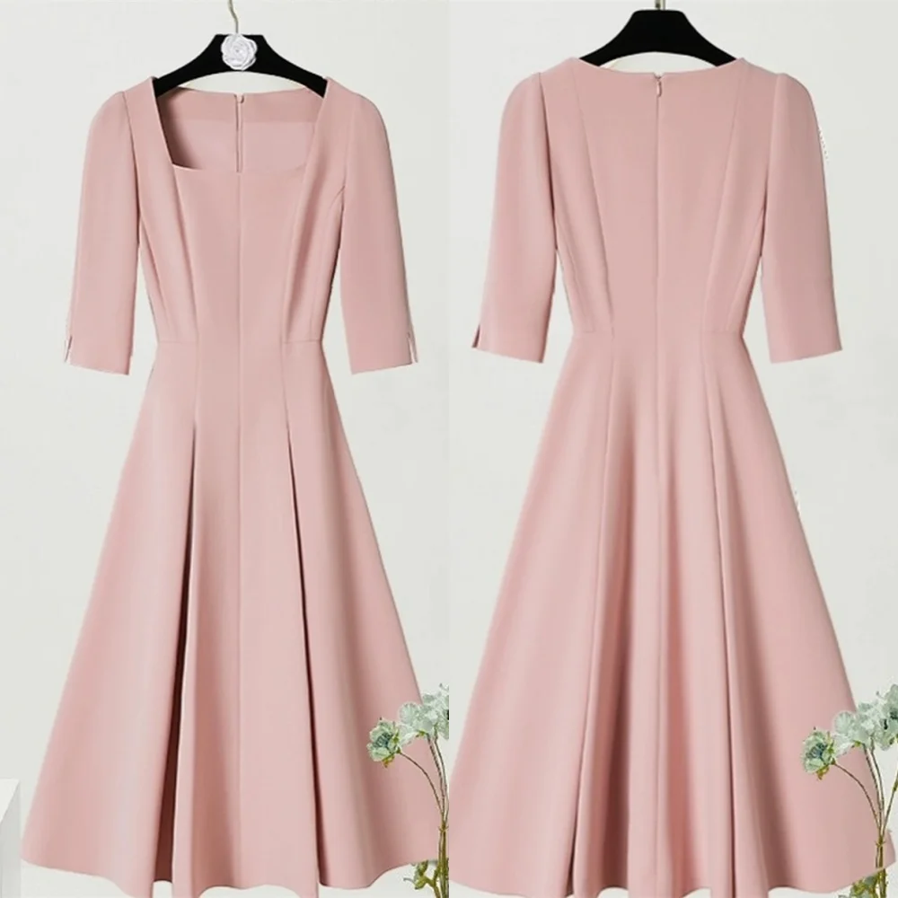 Customized Temperament Pink Jersey Evening Dress Exquisite Square Collar Puff Sleeves Short Sleeves Bespoke Occasion G
Customized Temperament Pink Jersey Evening Dress Exquisite Square Collar Puff Sleeves Short Sleeves Bespoke Occasion G