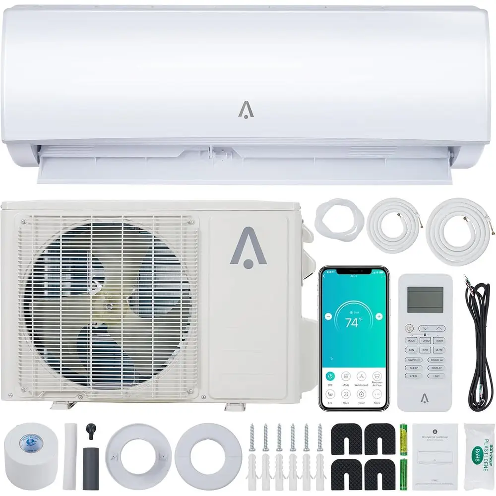 9000Mini Split AC/Heating System, 20 SEER 208/230V Split AC Unit Cools Up to 1500 Sq. t, Wii Enabled Mini Split Heating and Cool
9000Mini Split AC/Heating System, 20 SEER 208/230V Split AC Unit Cools Up to 1500 Sq. t, Wii Enabled Mini Split Heating and Cool