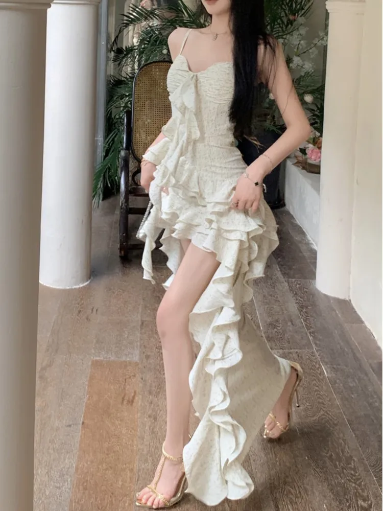 Summer Fairy Elegant Dresses for Women French Off Shoulder Irregular Ruffles A-Line Birthday Party Dress One Piece Vestidos New
Summer Fairy Elegant Dresses for Women French Off Shoulder Irregular Ruffles A-Line Birthday Party Dress One Piece Vestidos New