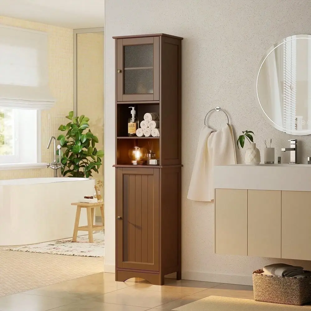 Bathroom Storage Cabinet Narrow Tall Cabinet Storage Tower With Glass Door Shelves And Open Storage Living Room Kitchen
Bathroom Storage Cabinet Narrow Tall Cabinet Storage Tower With Glass Door Shelves And Open Storage Living Room Kitchen