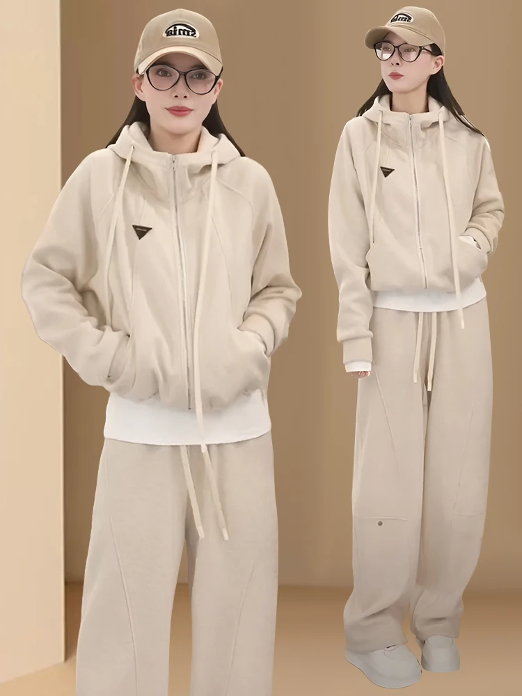 Women's Hooded Zipper Jacket And Wide Leg Pants Set Casual Sporty Two-Piece Suit Spring Autumn New Style High Sensation
Women's Hooded Zipper Jacket And Wide Leg Pants Set Casual Sporty Two-Piece Suit Spring Autumn New Style High Sensation