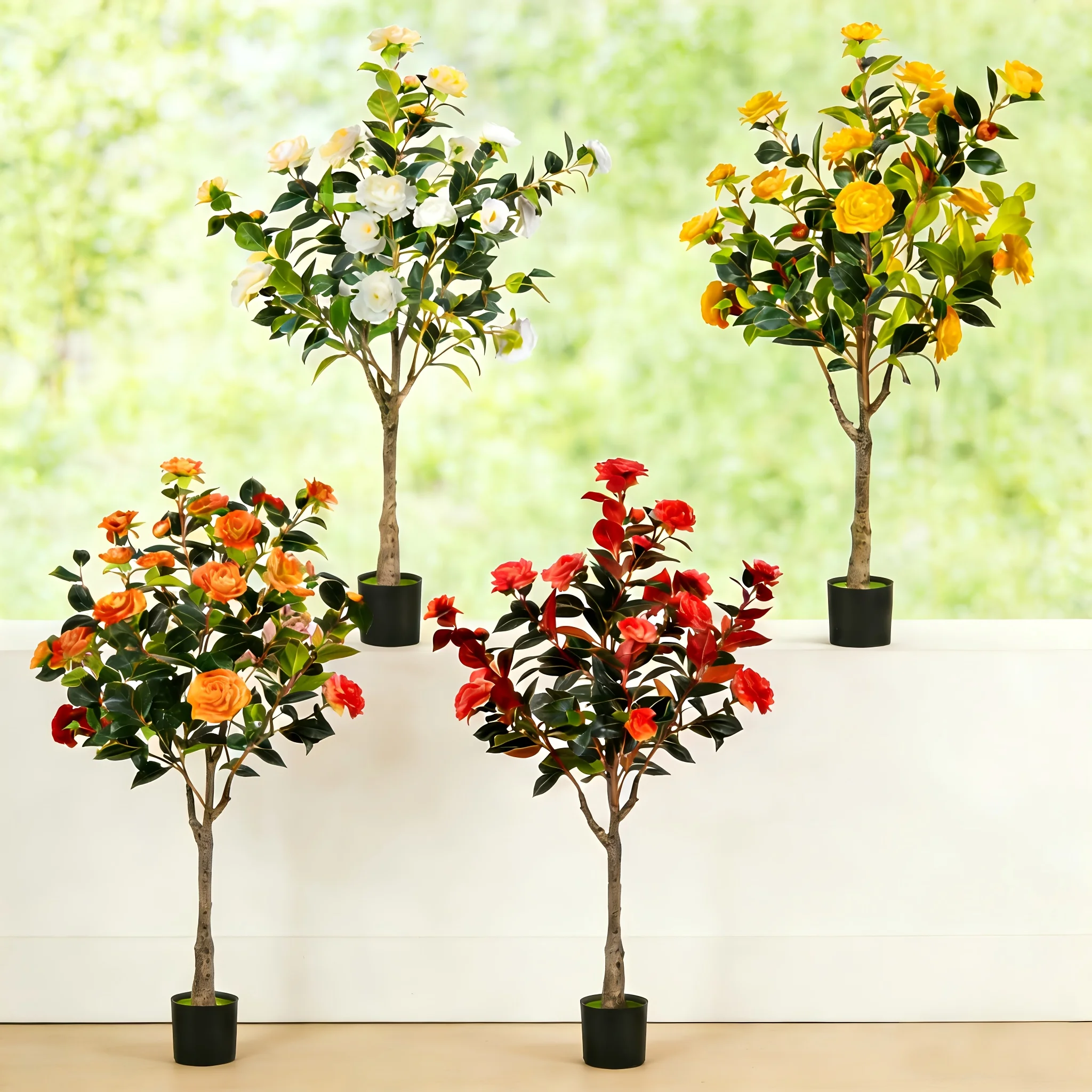4-Foot Artificial Camellia Tree, a Decorative Fake Tree Featuring Blooming Flowers, Ideal for Indoor And Outdoor Use, Including Office And Home Decor, Comes in a Cement Pot And Is Available in Four Color Options, Requiring Minimal Maintenance
4-Foot Artificial Camellia Tree, a Decorative Fake Tree Featuring Blooming Flowers, Ideal for Indoor And Outdoor Use, Including Office And Home Decor, Comes in a Cement Pot And Is Available in Four Color Options, Requiring Minimal Maintenance