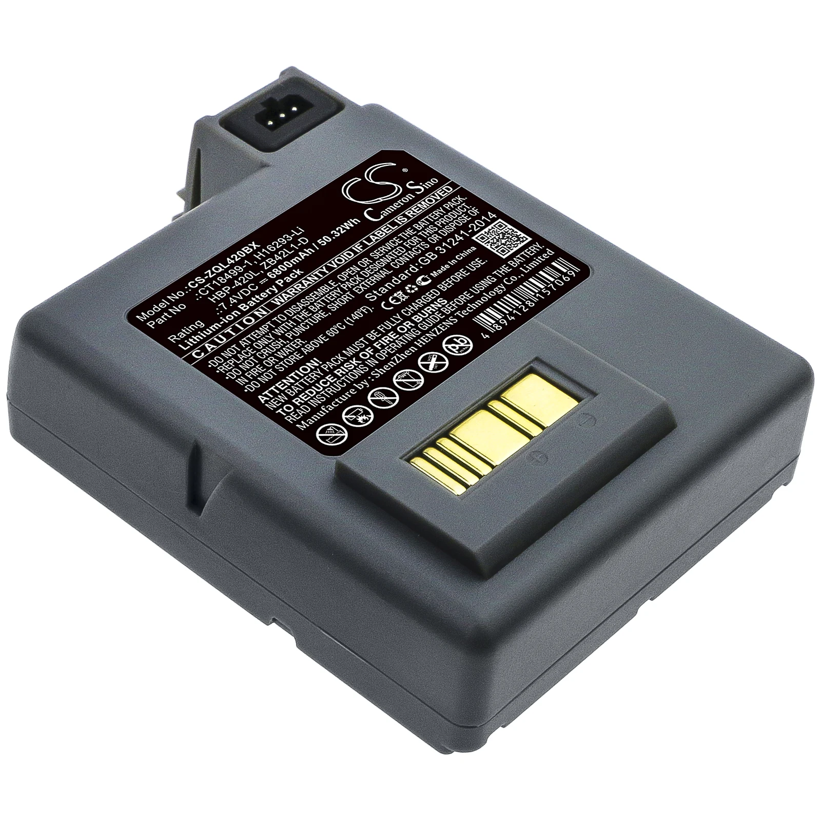 Li-ion Portable Printer Battery for Zebra, 7.4V, 6800mAh, Compatible Models: P4T, RP4, RP4T
Li-ion Portable Printer Battery for Zebra, 7.4V, 6800mAh, Compatible Models: P4T, RP4, RP4T