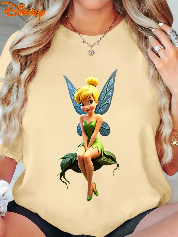 Женская повседневная футболка с коротким рукавом и круглым вырезом Disney Tinker Bell and Peter Pan, летний комфортный топ с круглым вырезом, красочный дизайн с изображением феи
Женская повседневная футболка с коротким рукавом и круглым вырезом Disney Tinker Bell and Peter Pan, летний комфортный топ с круглым вырезом, красочный дизайн с изображением феи