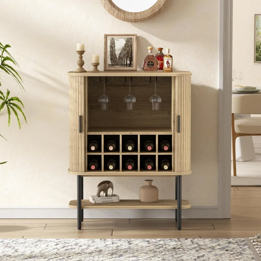 Coffee Bar Cabinet with Storage, Fluted Wine Cabinet with Sliding Door, Glass Holder and Wine Rack, Buffet Sideboard Liquor Cabi
Coffee Bar Cabinet with Storage, Fluted Wine Cabinet with Sliding Door, Glass Holder and Wine Rack, Buffet Sideboard Liquor Cabi