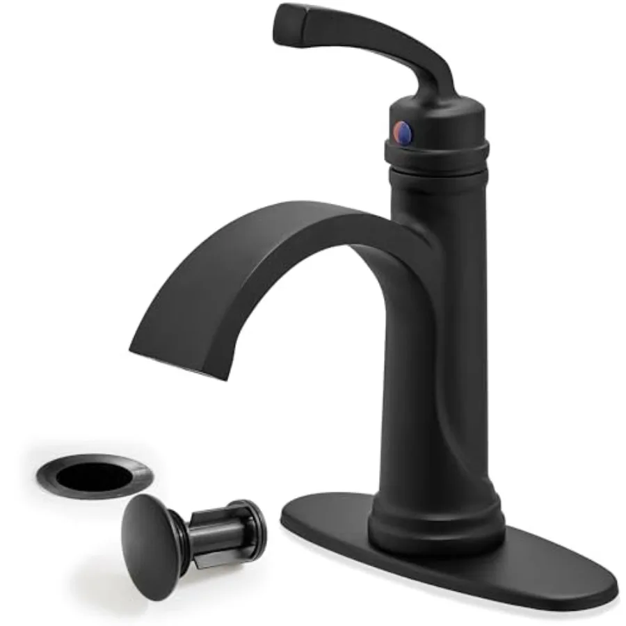 Black Waterfall Bathroom Faucet 1 Hole Brass Bathroom Sink Faucets 4 Inch 3 Hole Single Handle with Pop-up Drain Pre-Installed
Black Waterfall Bathroom Faucet 1 Hole Brass Bathroom Sink Faucets 4 Inch 3 Hole Single Handle with Pop-up Drain Pre-Installed
