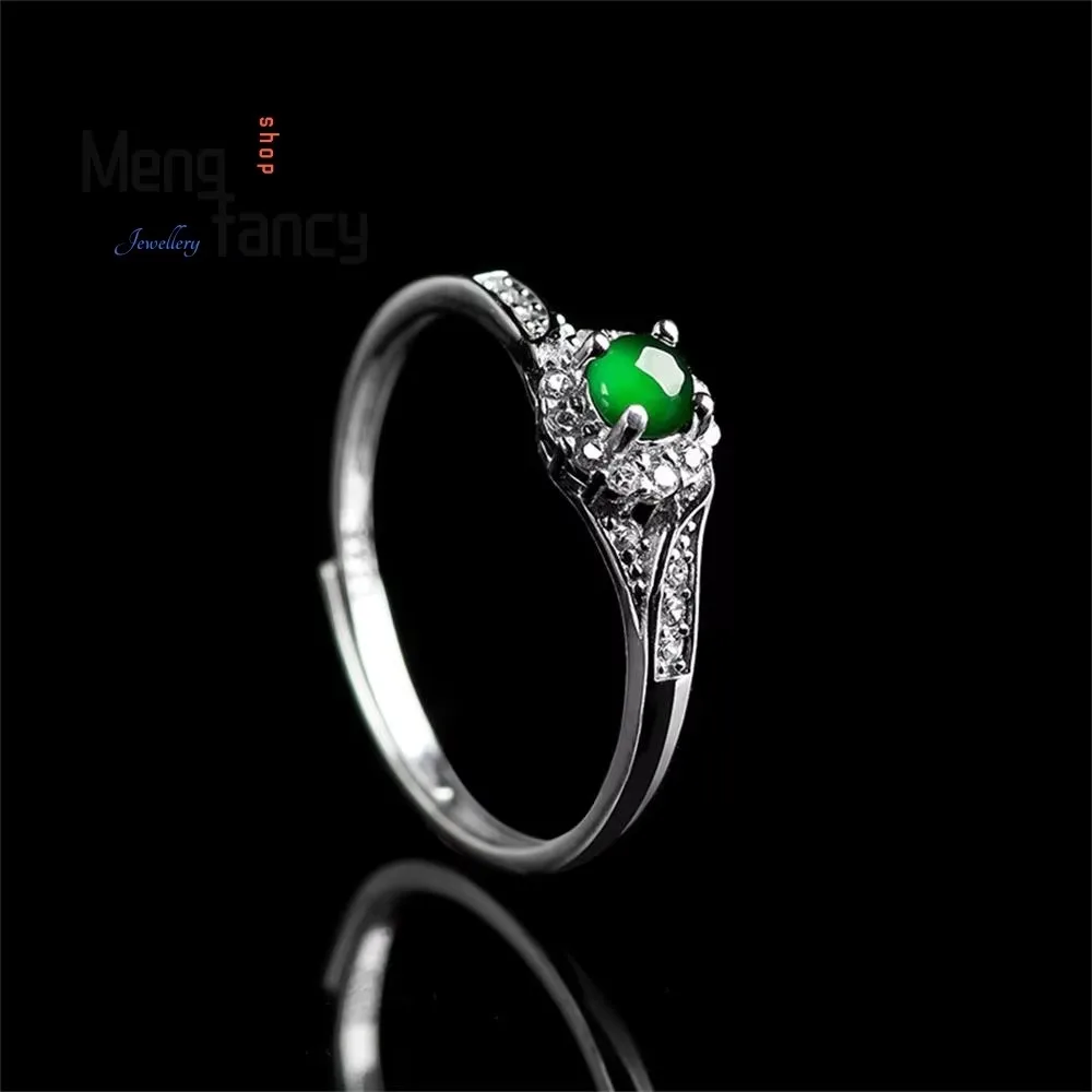 S925 Silver Inlaid Natural A-goods Jadeite Positive Green Ice Jade Ring Simple Exquisite Elegant Couple Fashion Luxury Jewelry
S925 Silver Inlaid Natural A-goods Jadeite Positive Green Ice Jade Ring Simple Exquisite Elegant Couple Fashion Luxury Jewelry