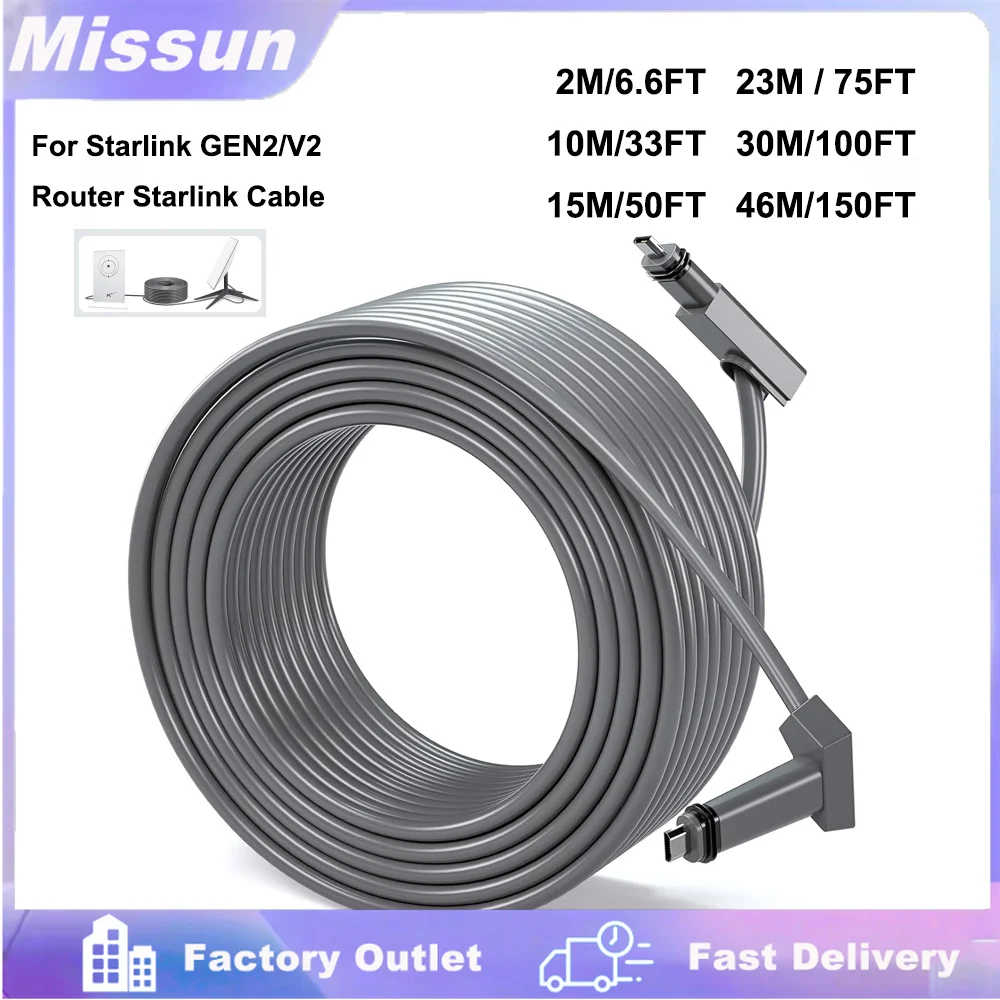 For Starlink GEN2/V2 Router Starlink Cable for Starlink Rectangular Satellite Gen2 Web Replacement Angled Cable Waterproof Cable
For Starlink GEN2/V2 Router Starlink Cable for Starlink Rectangular Satellite Gen2 Web Replacement Angled Cable Waterproof Cable