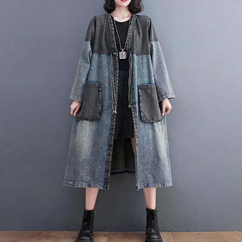 Krismile женское потертое джинсовое пальто в стиле ретро с цветными блоками в стиле пэчворк, большая длина макси, свободная осенняя повседневная художественная уличная одежда
Krismile женское потертое джинсовое пальто в стиле ретро с цветными блоками в стиле пэчворк, большая длина макси, свободная осенняя повседневная художественная уличная одежда