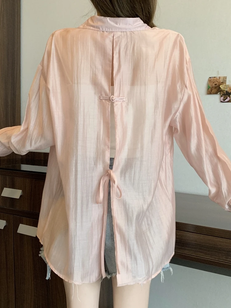 Slimming Effect Chinese Style Back Slit Women's Summer Shirt Large Size Thin Cover up Sun Protection Loose Fit Button Detail
Slimming Effect Chinese Style Back Slit Women's Summer Shirt Large Size Thin Cover up Sun Protection Loose Fit Button Detail