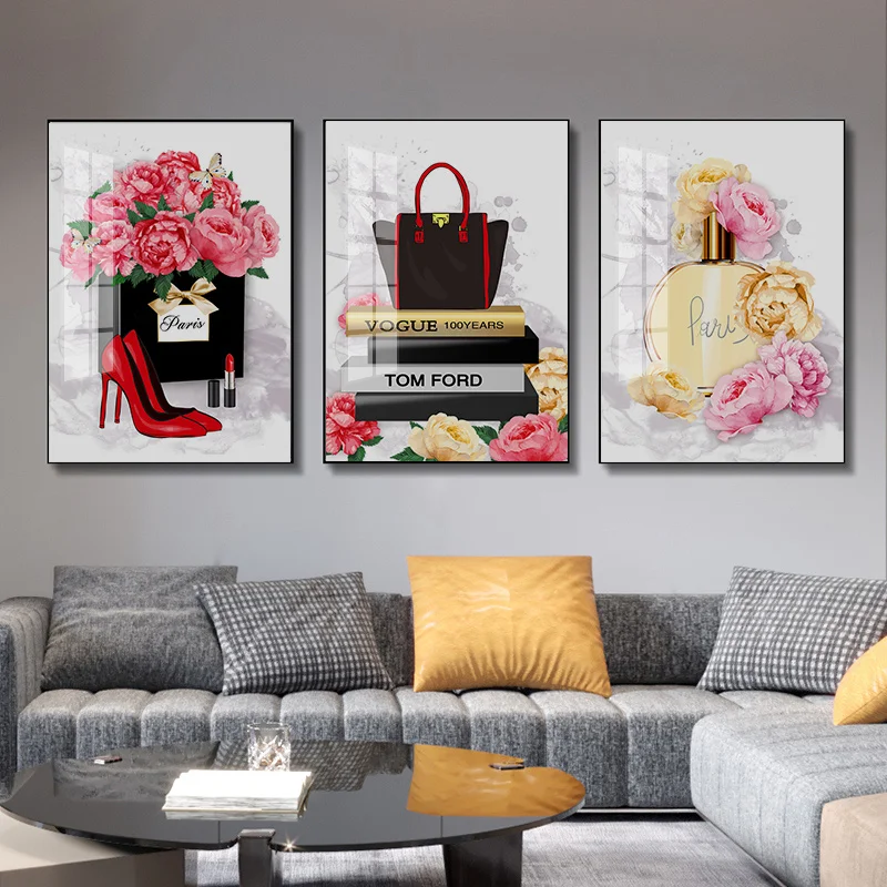 3Pcs/Set Handbags Perfumes High Heels Fashionable Canvas Posters Makeup Modern Girls Bedroom Living Room Home Decor Frameless
3Pcs/Set Handbags Perfumes High Heels Fashionable Canvas Posters Makeup Modern Girls Bedroom Living Room Home Decor Frameless