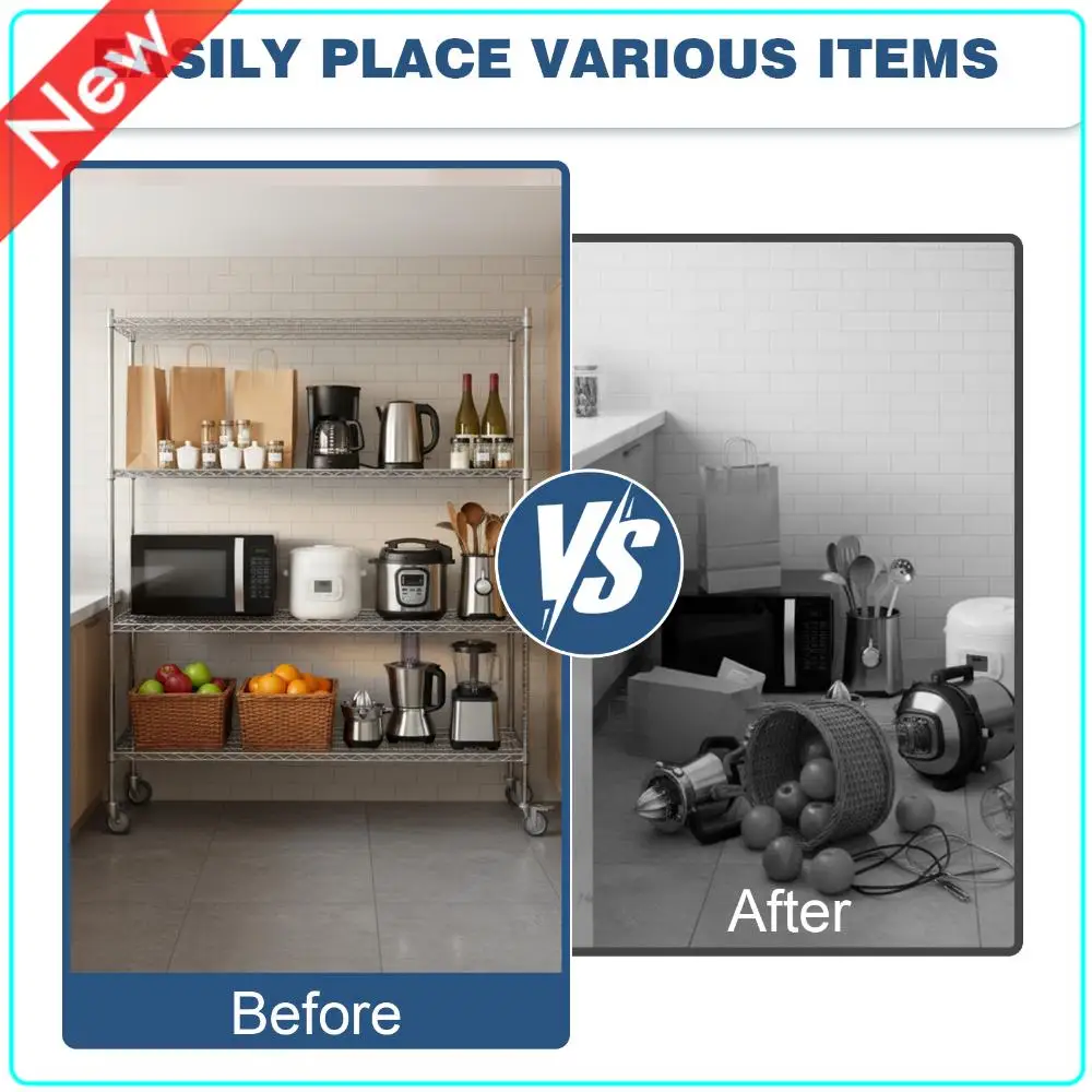 5 Tier Pantry Shelves Each Layer Support 250KG Shelf Organizer with Wheels 70.87x59.76x23.98in for Warehouses Closets Kitchen
5 Tier Pantry Shelves Each Layer Support 250KG Shelf Organizer with Wheels 70.87x59.76x23.98in for Warehouses Closets Kitchen