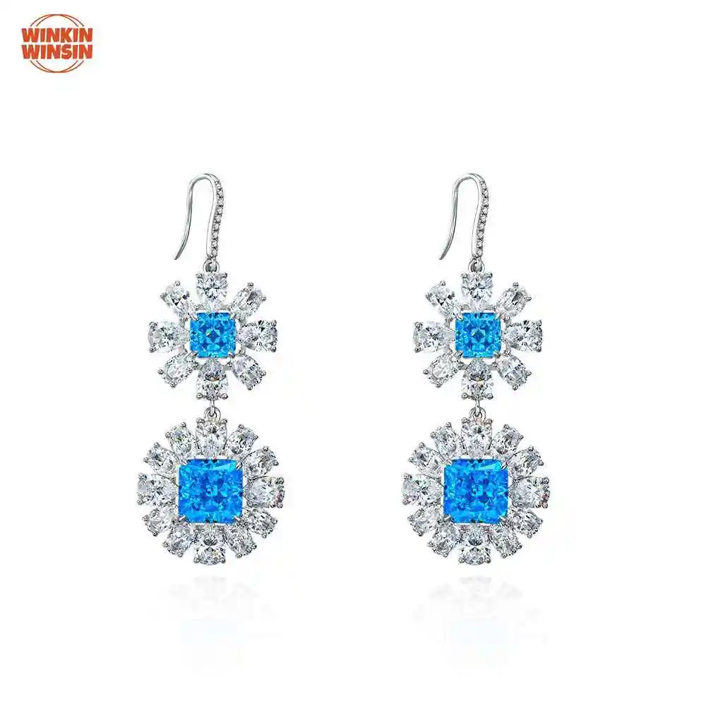 Winkin Winsin 5 Carat High Carbon Diamond Drop Earrings Ice Flower Cut Ocean Blue High Grade Ear Accessories, 925 Silver
Winkin Winsin 5 Carat High Carbon Diamond Drop Earrings Ice Flower Cut Ocean Blue High Grade Ear Accessories, 925 Silver