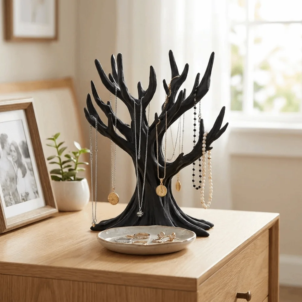 Retro Tree Shaped Jewelry Display Stand Branch-Shaped Standing Jewelry Organizer Plastic Jewelry Storage Rack Home Decoration
Retro Tree Shaped Jewelry Display Stand Branch-Shaped Standing Jewelry Organizer Plastic Jewelry Storage Rack Home Decoration