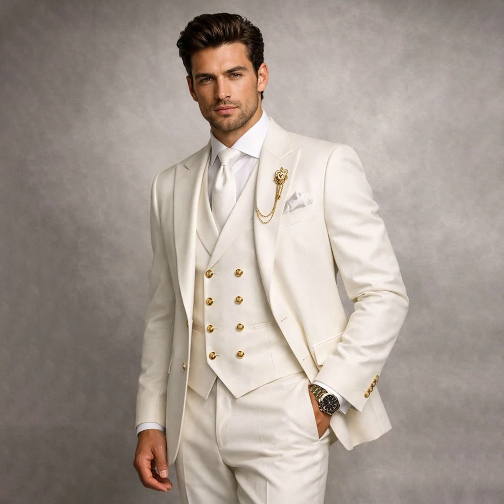 Formal Wedding Men's Suits Elegant Groomsmen 3 Piece Jacket Pants Vest High Quality Single Breasted Customzied Male Clothing
Formal Wedding Men's Suits Elegant Groomsmen 3 Piece Jacket Pants Vest High Quality Single Breasted Customzied Male Clothing