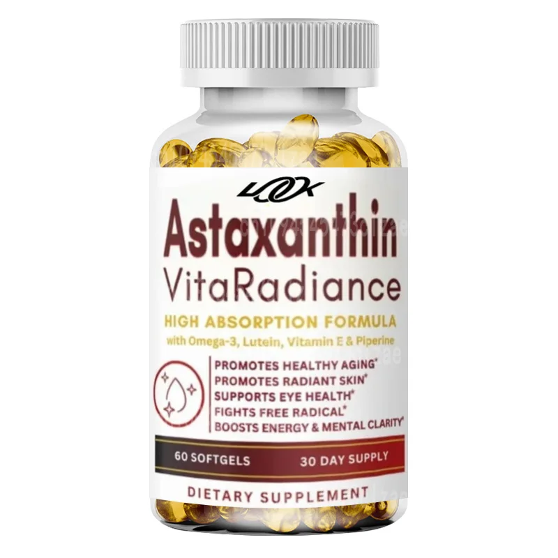 Astaxanthin Vitamin Soft Capsules Contain Omega-3, Lutein, Vitamin E, and Piperine - Providing Skin, Eye, and Energy Support
Astaxanthin Vitamin Soft Capsules Contain Omega-3, Lutein, Vitamin E, and Piperine - Providing Skin, Eye, and Energy Support