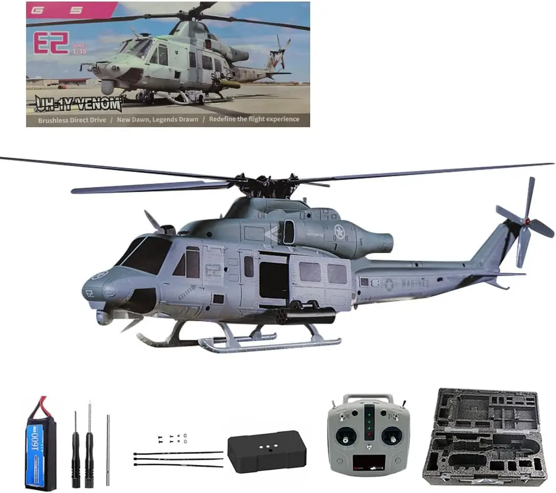 GOOSKY E2 RC Helicopter 1:35 UH-1Y Scale 2.4G 6CH Dual Brushless Direct Drive Motor BNF / RTF with GTS Flight Control System
GOOSKY E2 RC Helicopter 1:35 UH-1Y Scale 2.4G 6CH Dual Brushless Direct Drive Motor BNF / RTF with GTS Flight Control System