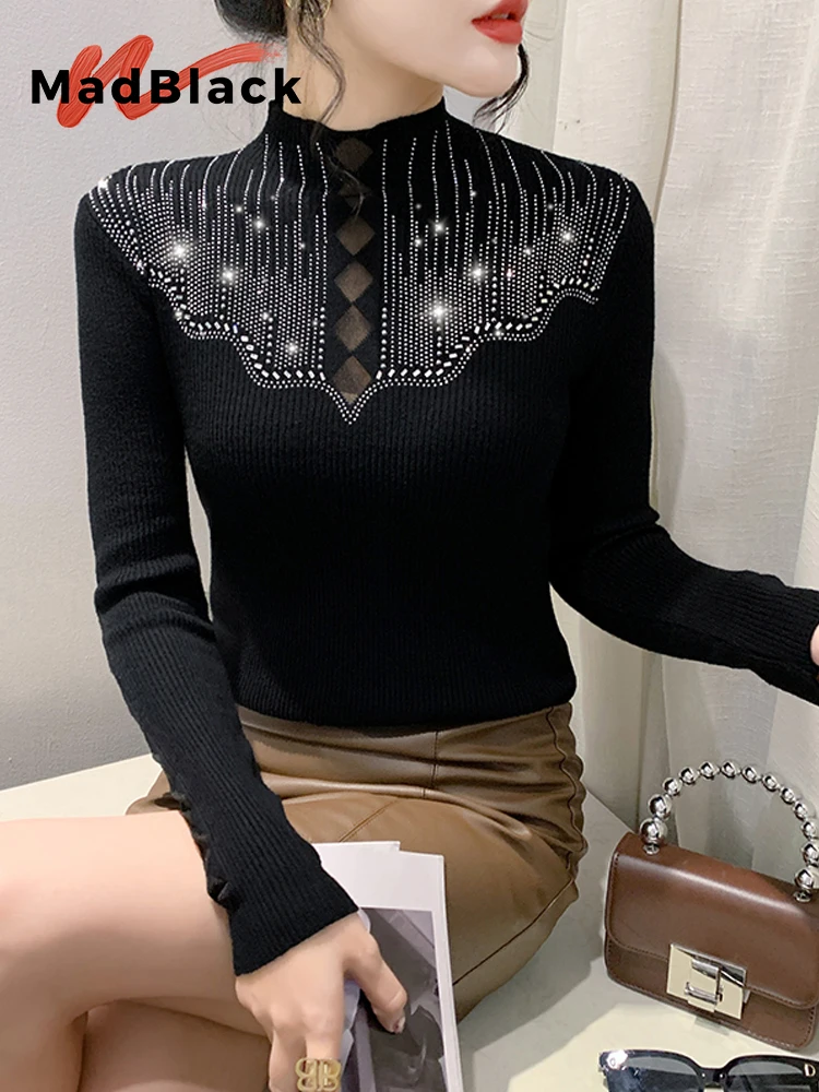 MadBlack-Women's European Sweater, Sexy Mock Neck Diamonds Top, Long Sleeve Slim Hollow Out Knitwear, Autumn Winter New T4D906CC
MadBlack-Women's European Sweater, Sexy Mock Neck Diamonds Top, Long Sleeve Slim Hollow Out Knitwear, Autumn Winter New T4D906CC