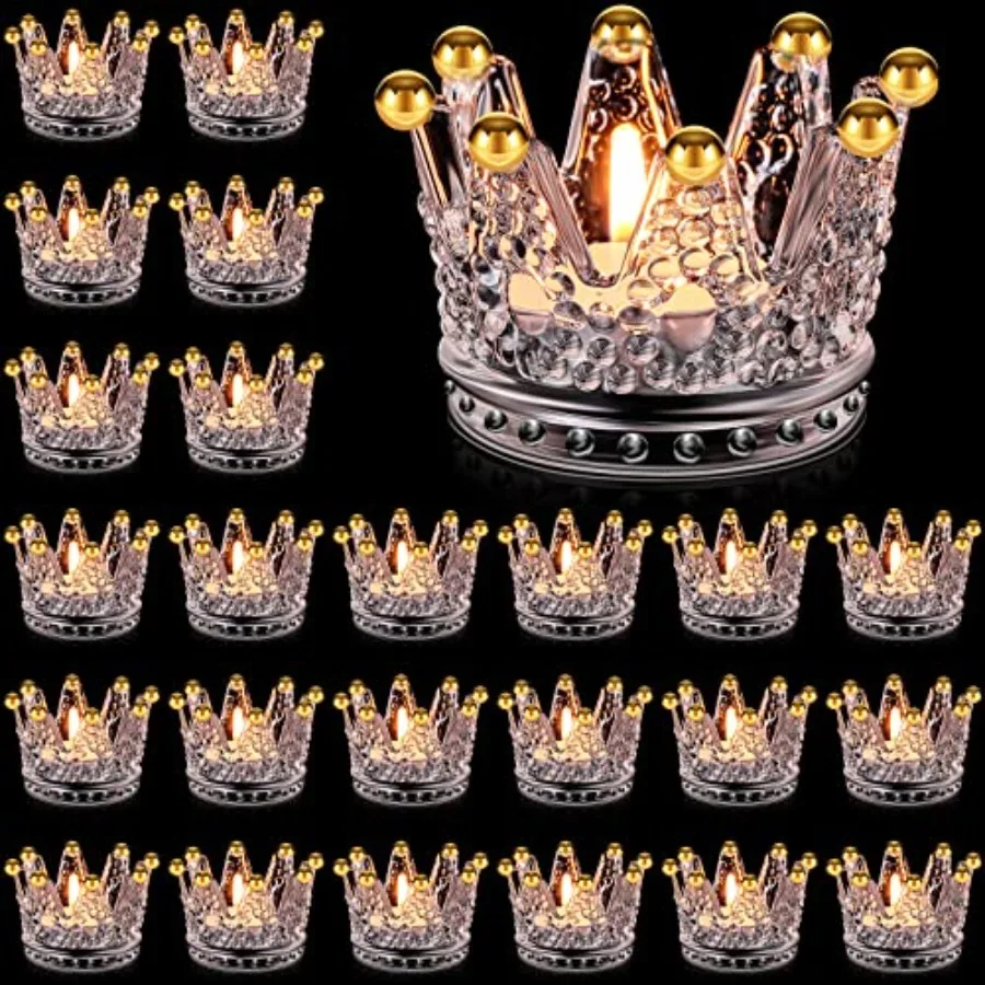 24 Pcs Birthday Crown Votive Candle Holders Glass Crown Tealight Candle Holders Bulk Candlestick Votives for Tables Centerpiece
24 Pcs Birthday Crown Votive Candle Holders Glass Crown Tealight Candle Holders Bulk Candlestick Votives for Tables Centerpiece