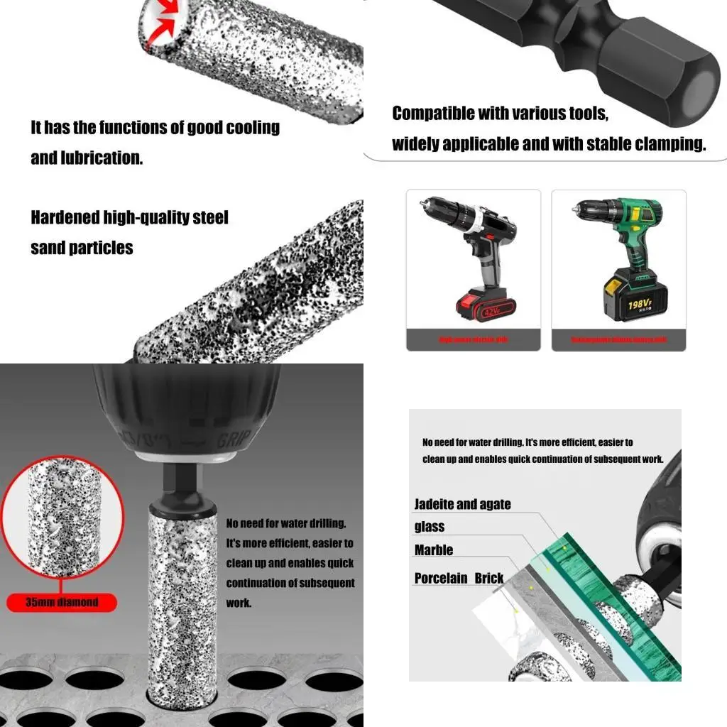 652F 4pcs Dry Drilling Grinding Diamonds Drill Bit Set Tile Hole Cutter with Builts In Cooling Wax and Extended Steel Grits
652F 4pcs Dry Drilling Grinding Diamonds Drill Bit Set Tile Hole Cutter with Builts In Cooling Wax and Extended Steel Grits