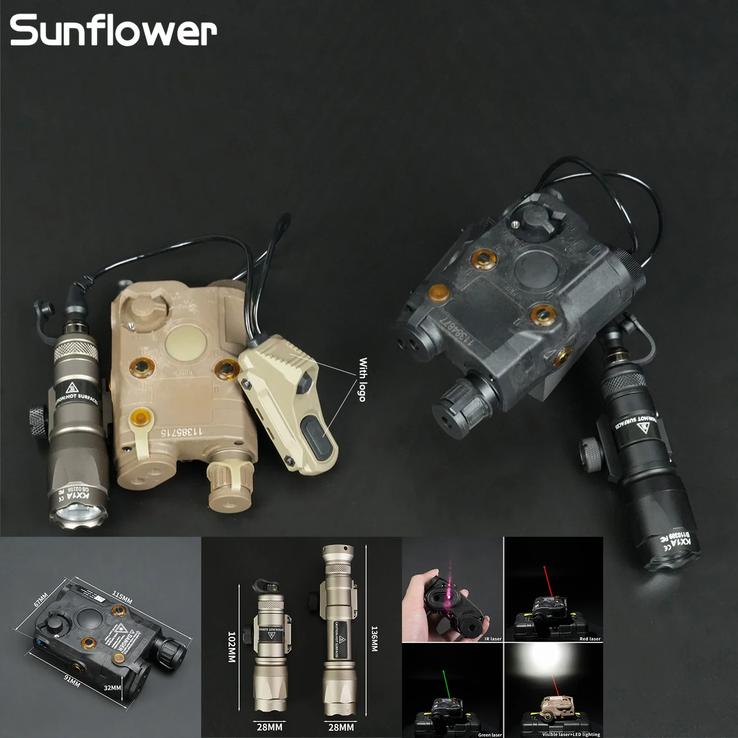 Tactical New PEQ15 Red/Green Laser IR Laser LED Light with M300C M600C Flashlight Dual Control Switch Hunting Airsoft Accessory
Tactical New PEQ15 Red/Green Laser IR Laser LED Light with M300C M600C Flashlight Dual Control Switch Hunting Airsoft Accessory