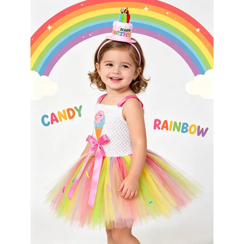Ice Cream Rainbow Tutu Gown With Headwear Sweet Princess Style Carnival Holiday Birthday Party Stage Cosplay Festive Costume
Ice Cream Rainbow Tutu Gown With Headwear Sweet Princess Style Carnival Holiday Birthday Party Stage Cosplay Festive Costume