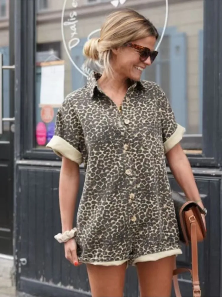 Women Casual Fashion Leopard Short Jumpsuits Streetwear Short Sleeve V-Neck Printed Bodycon Sexy Sporty Playsuits Female Romper
Women Casual Fashion Leopard Short Jumpsuits Streetwear Short Sleeve V-Neck Printed Bodycon Sexy Sporty Playsuits Female Romper