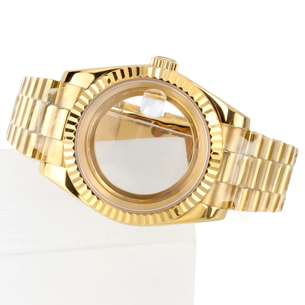 Gold/Rose Gold Case Strap 36mm 39mm Sapphire glass Men‘s Watch Parts Presidential Strap For NH35 NH36 Movement Waterproof Case
Gold/Rose Gold Case Strap 36mm 39mm Sapphire glass Men‘s Watch Parts Presidential Strap For NH35 NH36 Movement Waterproof Case