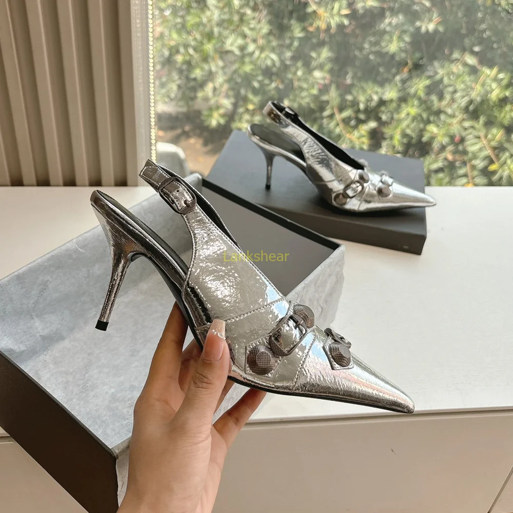 Metal Rivet Slingback Buckle Strap Pumps Sexy Pointed Toe Thin Heel New Arrivals Fashion Women Modern Shoes
Metal Rivet Slingback Buckle Strap Pumps Sexy Pointed Toe Thin Heel New Arrivals Fashion Women Modern Shoes