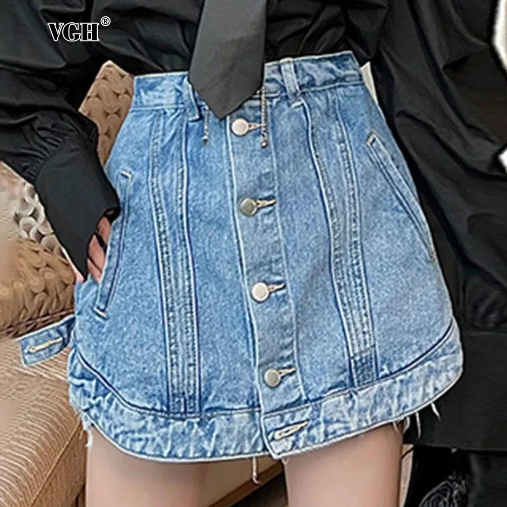 VGH Minimalist Denim Shorts For Women High Waist Casual Slimming Spliced Single Breasted Jeans Pants Female Fashion Clothing New
VGH Minimalist Denim Shorts For Women High Waist Casual Slimming Spliced Single Breasted Jeans Pants Female Fashion Clothing New