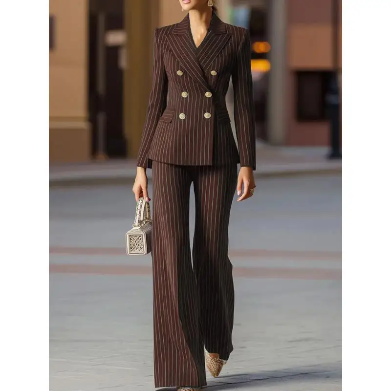 Women's Striped Long Suit Set Fashionable Outerwear Summer Season Elegant Professional Attire No Brand Registered Trademark
Women's Striped Long Suit Set Fashionable Outerwear Summer Season Elegant Professional Attire No Brand Registered Trademark